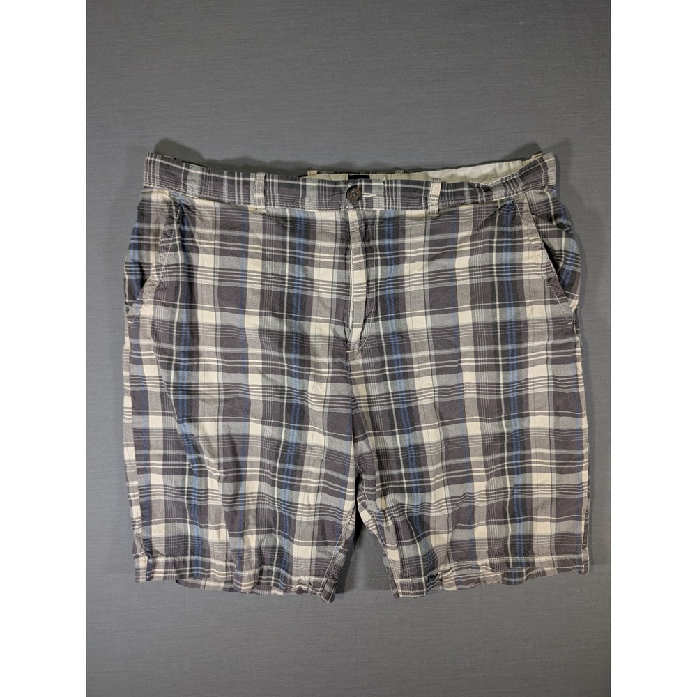 Gap Mens Plaid Shorts Gray Blue White Cotton Flat Front Size 40
